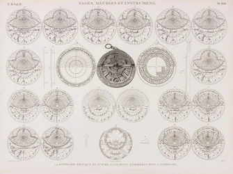 Copper Kufic Astrolabe and Astrolabe Plates