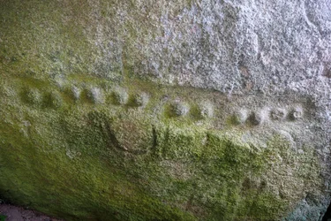 Covered Alle of Kerguntuil, Interior of the Dolmen (detail)