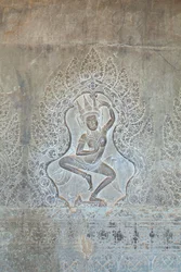 Dancing Apsara Relief on the Outer Western Wall, Angkor Wat, Cambodia