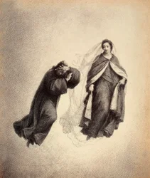 Dante Covers His Face, Overcome by Beatrice