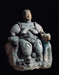 Mother Goddess, terracotta statue. 8000-6000 AD from Catal Huyuk