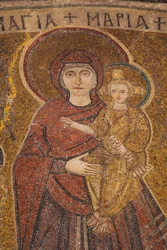 Detail of the Mosaic from the 6th century in the church of Panagia Angeloktistos in Kiti