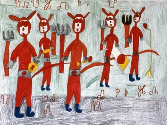Drawing by children on Carnaval, Cayenne, French Guiana (photo)