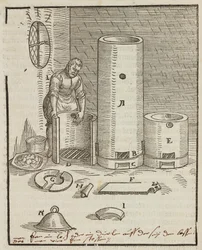 Preparation furnace for gold and silver ore separation liquid - Engraving from Description of ores and main mining methods, by Lazarus Ecker