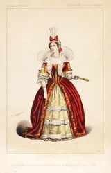 French opera singer Madame Frosine Blanchard as La Grande Maitresse in the comic opera Les Mousquetaires de la Reine, Theatre Royal de l