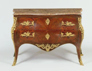 French Serpentine Commode with Gilt Bronze Mounts and Marble Top, c.1740