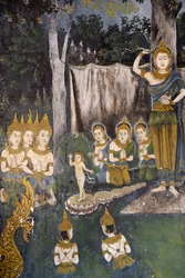 Fresco depicting a scene of the Buddha
