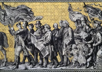 Furstenzug, or Procession of Princes, in Augustusstrasse, Detail, Dresden, Saxony, Germany