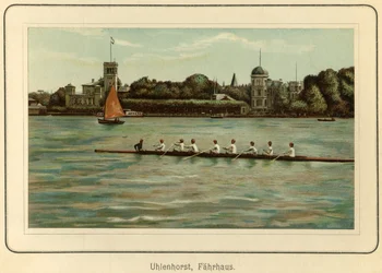 Germany, Hamburg, Uhlenhorst ferry house near the Alster lake, illustration from: "Ansichten-Album Hamburg" (views from Hamburg), published by C. Schneider, Berlin NW c.1890