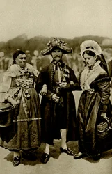 Germany. People of the Bavarian Highlands in costly medieval costumes. 1920