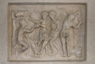 Greek Mythology: The Judgment of Paris. The Shepherd Paris Must Choose the Most Beautiful of the Three Goddesses from Aphrodite (Venus), Accompanied by Cupid, Hera (Junon) and Athena (Minerva). He Chooses Aphrodite to Whom He Offers a Golden Apple