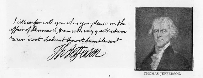 Handwriting and signature from a letter of Thomas Jefferson to John Paul Jones, written in Paris, July 11