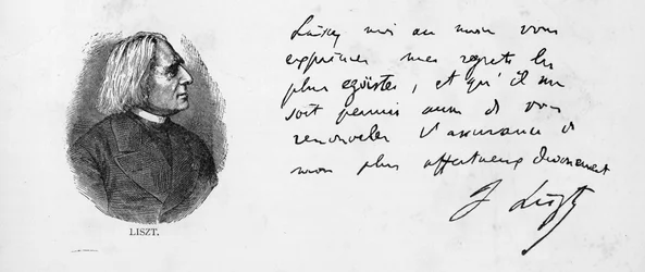Handwriting and signature of Franz Liszt