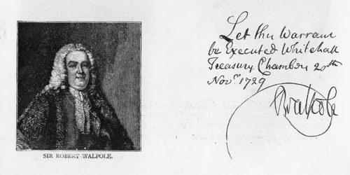 Handwriting and signature of Sir Robert Walpole