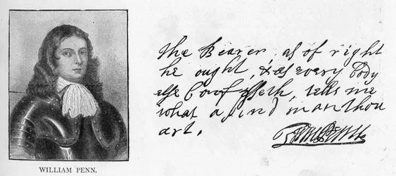Handwriting and signature of William Penn from a letter to Sir Robert Southwell