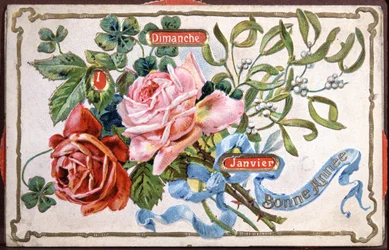 Happy Year Flowers, Early 20th Century (postcard)