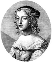Henrietta Anne English Princess and Duchess of Orleans daughter of King Charles 1st, wife of Philippe of Orleans (brother of French King Louis XIV), engraving