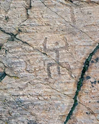 Human figures, rock carvings in the Naquane National Rock Art Park