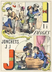 I J: images, jonchets - Games Alphabet, c.1890