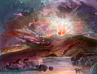 Mount Pelée Volcano Eruption on Martinique Island in April 1902