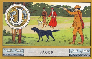 J: Jager - Alphabet Palmin (Chromolithography, H. Schlinck & Cie, Hamburg)