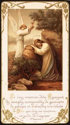 Jesus Kneeling in Prayer in the Garden of Gethsemane, an Angel Presenting Him a Chalice. Early 20th Century