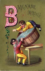 Letter B: Impromptu Bathing. Engraving in 