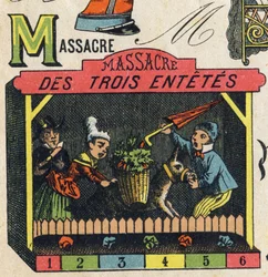 Letter M. Engraving in "ABC Toys". Epinal imaging in chromolithography, circa 1890