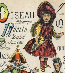 Letter O. Engraving in "ABC Toys". Epinal imaging in chromolithography, circa 1890