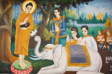 Life of the Buddha: A wild elephant tamed by Loving-Kindness, Siem Reap, Cambodia