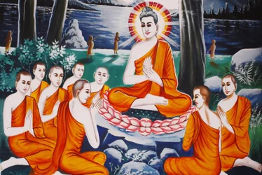 Life of the Buddha: Questioning Buddha Trained His Disciples in the Art of Questioning, Siem Reap, Cambodia
