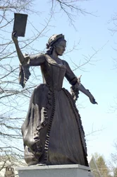 Statue of Mercy Otis Warren, American writer in Barnstable, Massachusetts