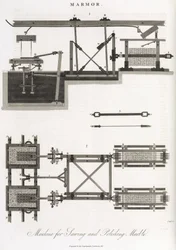 Machine for sawing and polishing marble