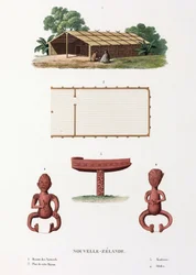 Maori house and idols, New Zealand