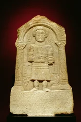 Marble funerary stele, with Greek inscription, Roman, 3rd century BC