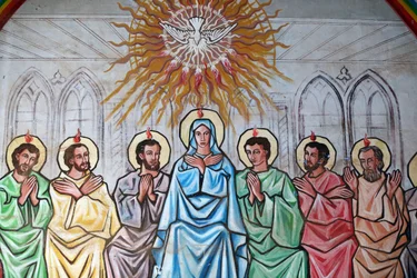 Marian sanctuary Our Lady of the Lake: The Holy Spirit descending on the Virgin Mary and the Apostles, Togo