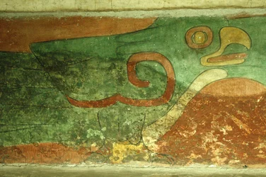 Temple of Jaguars, fresco of parrot, Teotihuacan, Mexico City, Mexico (1st century AD)