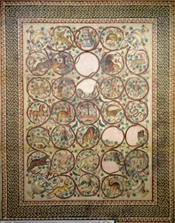 Mosaic of Quabr Hiram from the floor of the central Nave of the Church of St. Christopher, 575
