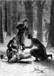 Murder of Philippe Lebon (1769-1804), inventor, in 1804, on the road to Le Havre, engraving