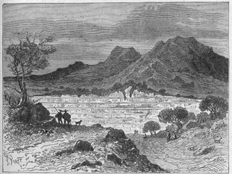 Open Pit Rock Salt Quarry in Cardone, c. 1880 (Engraving)