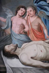 Our Lady of Assumption church: Christ painting, Cordon, France
