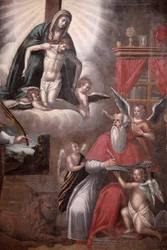 Painting in Tricase Church: Saint Mark Writing the Gospel, Tricase, Italy