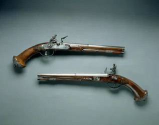 Pair of Flintlock Pistols, Barrel Maker Lazarino Cominazzo, Lock Maker Gio Borgognone, c.1690-1700