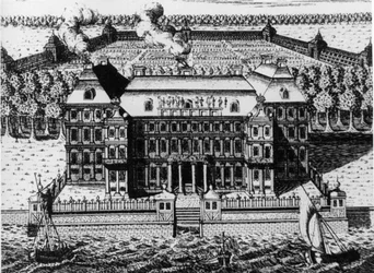 Palace of A. Menshikov on Vassily Island: One of the First Buildings Built in St. Petersburg (1711-1716), Engraving by A. Zubov (1717), Russia