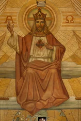 Parish Church of the Sacred Heart. Interior. Modernism. The Choir. Mosaic. Christ