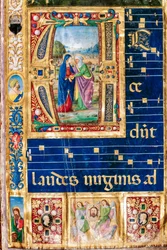 Piccolomini Library: choir book, cod. 14.P., ff. 2r with “The Visitation of Mary and St. Elizabeth” (detail)
