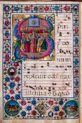 Piccolomini Library: choir book, cod. 23.8, ff. 100v with “The Pentecost”