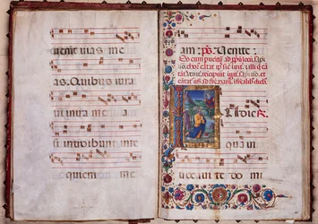 Piccolomini Library: choir book, cod. 7.G, ff. 40v-41r with “Vision of Jeremias”
