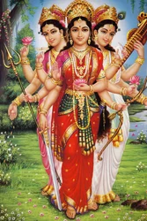 Picture of Hindu Goddesses Parvati, Lakshmi and Saraswati, India