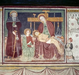 Pieta with St Anthony Abbot, Homo Salvadego Museum, Sacco, Cosio Valtellino, Lombardy, Italy